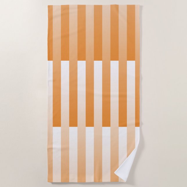 Toalha De Praia Padrão Laranja-branco riscado (Frente)