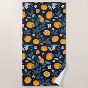 Toalha De Praia Padrão Laranja e Delícia Floral