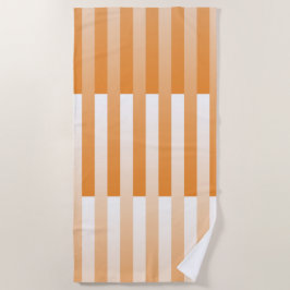 Toalha De Praia Padrão Listrado Laranja Branco