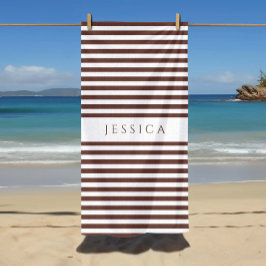 Toalha De Praia Padrão Listrado Marrom Moderno Personalizado