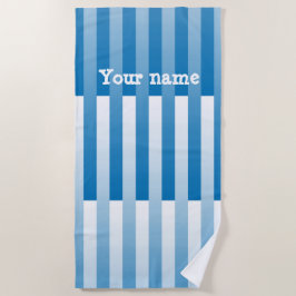 Toalha De Praia Padrão Listrado Personalizado Azul Branco