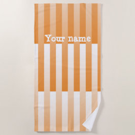 Toalha De Praia Padrão Listrado Personalizado Laranja Branco