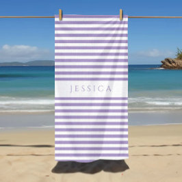 Toalha De Praia Padrão Listrado Roxo Moderno Personalizado