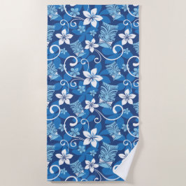TOALHA DE PRAIA PADRÃO LUAU TIKI (AZUL BRILHO)