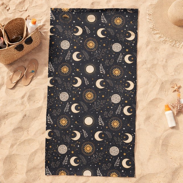 Toalha De Praia Padrão Místico Celestial da Lua (Criador carregado)
