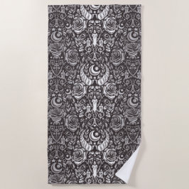 Toalha De Praia Padrão monocromático gótico