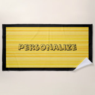 Toalha De Praia Padrão preto amarelo bonito e divertido personaliz