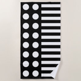 Toalha De Praia Padrão Preto E Branco Moderno