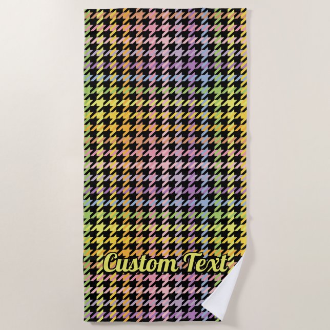 Toalha De Praia Padrão Rainbow Houndstooth (Frente)