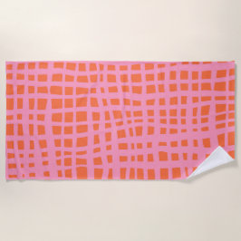 Toalha De Praia Padrão rosa alaranjado retrorado