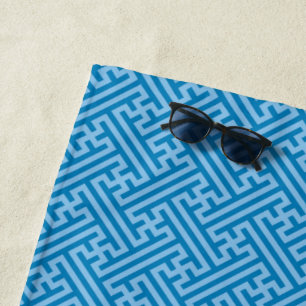 Toalha De Praia Padrão Sayagata, japonês, azul e azul-bebê