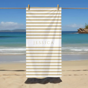 Toalha De Praia Padrão Separado de bege Moderno Personalizado