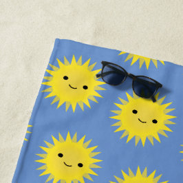 Toalha De Praia Padrão Sol Bonito de Kawaii Sorrindo
