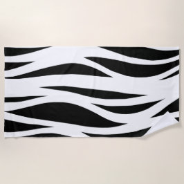 Toalha De Praia Padrão Strike Preto e Branco