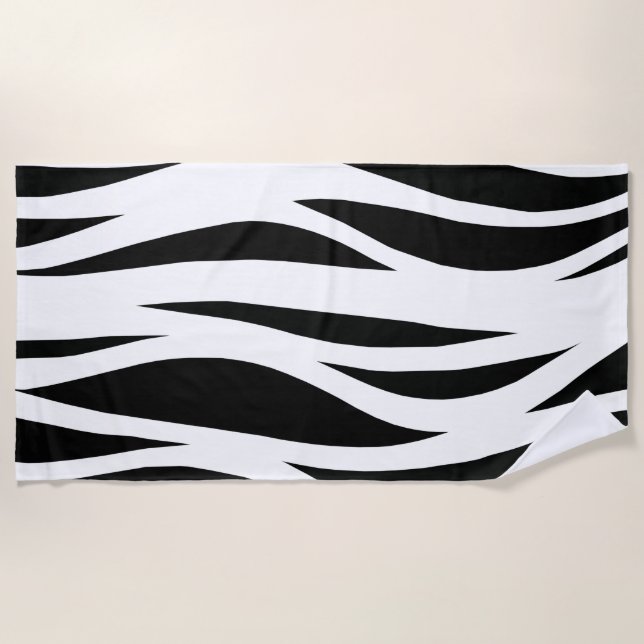 Toalha De Praia Padrão Strike Preto e Branco (Frente)