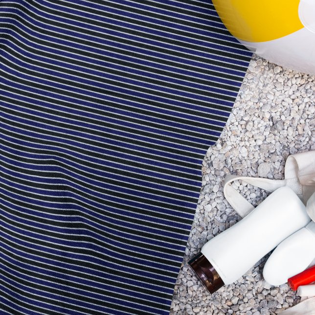 Toalha De Praia Padrão Striped Marinho Azul Preto Moderno (Criador carregado)