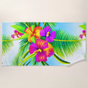 Toalha De Praia Padrão tropical havaiano sem carne