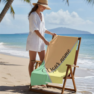 Toalha De Praia padrão verde laranja amarelo do bloco de cor paste