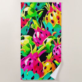 Toalha De Praia Padrão vívido da Fruta do dragão