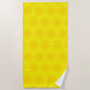 Toalha De Praia Padrões de sol amarelo bonito diversão alegre e 