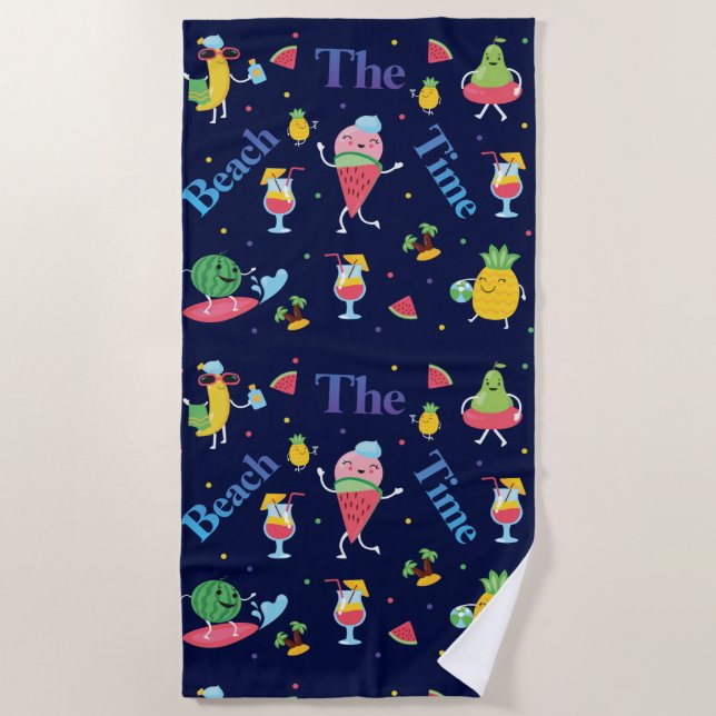 Toalha De Praia Padrões de Verão de Quilômetros doces (Frente)
