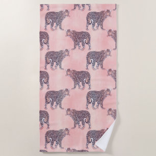 Toalha De Praia Padrões modernos para animais-leopardo cor-de-rosa