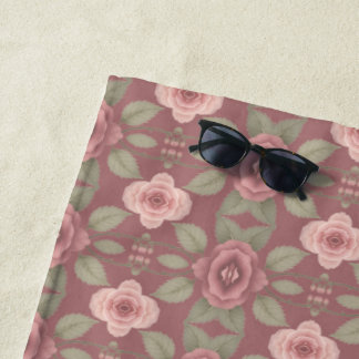 Toalha De Praia Padrões Rosa E Borgonha