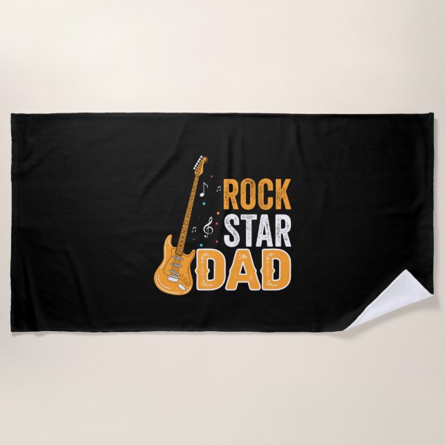 Toalha De Praia Pai de presentes | Pai Rock Star (Frente)