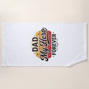 Toalha De Praia Pai Meu Herói Para Sempre Camisa Retro Vintage Des