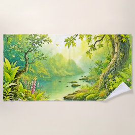 Toalha De Praia Paisagem da Floresta Sunliente