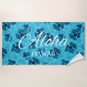 Toalha De Praia Paisley Hibiscus Vintage Psychedelic Teal Floral