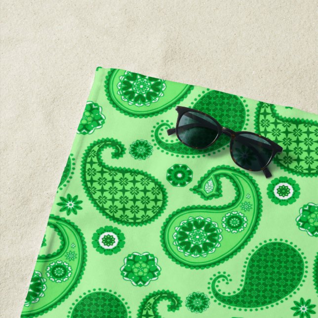 Toalha De Praia Paisley Pattern, Jade e Emerald Green (In Situ)