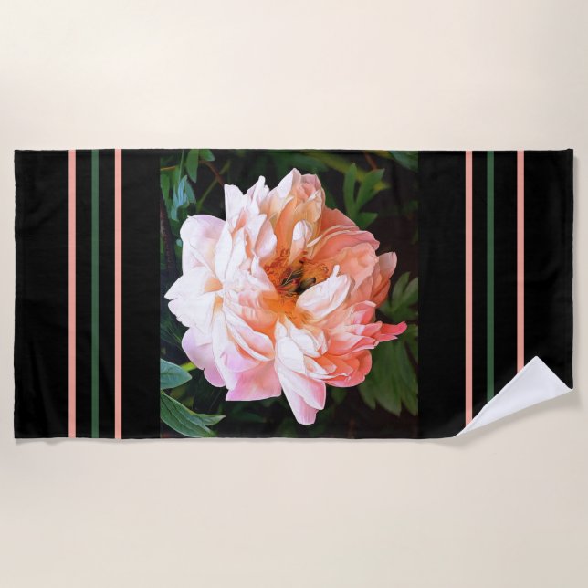 Toalha De Praia Pale Peach Peony (Frente)