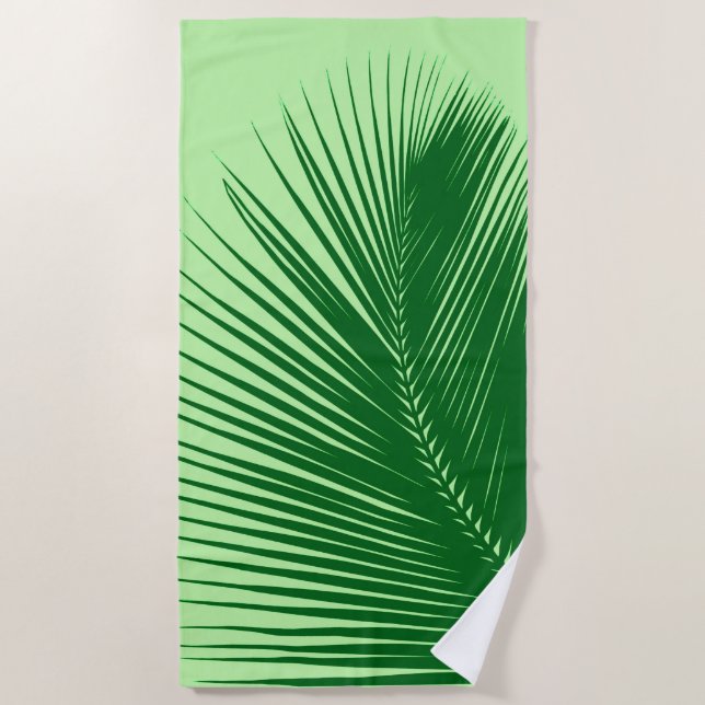 Toalha De Praia Palm Leaf Silhouette, Emerald e Verde limão (Frente)