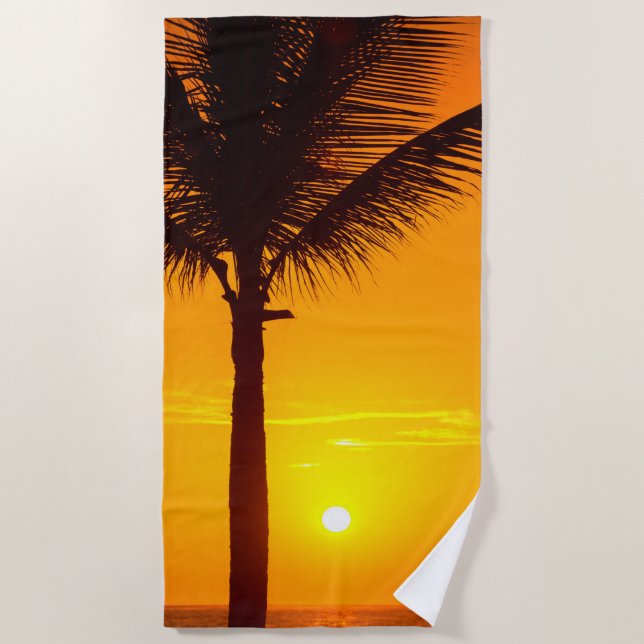 Toalha De Praia Palm Tree e Sunset (Frente)