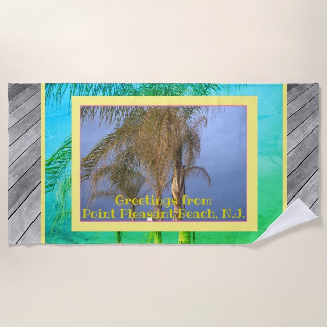 Toalha De Praia Palm Trees Deck Conselhos N.J. Beach Towel (Frente)