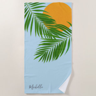 Toalha De Praia Palma de Sol Tropical Retroativa Deixa o nome míni