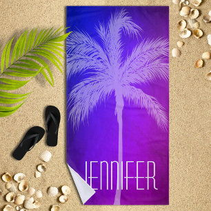 Toalha De Praia Palma Tropical Roxo/Toalha de praia personalizada