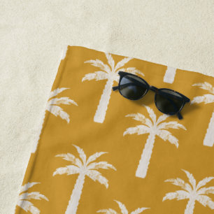 Toalha De Praia Palmeira tropical verão botânico mostarda moderno