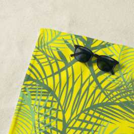 Toalha De Praia Palmeiras Verão Praia Tropical Verde Amarelo