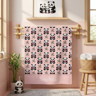 Toalha De Praia Panda Rosa Personalizado para Crianças