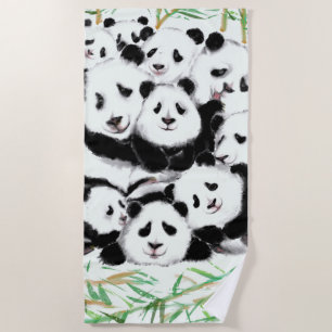 Toalha De Praia Pandas bonitas - Panda-Mísica - Grandes Abraços 