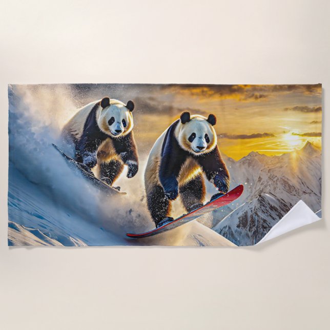 Toalha De Praia Pandas no Snowboards Design por Rich AMeN Gill (Frente)