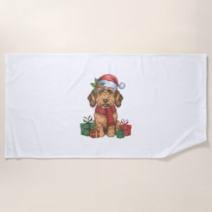 Toalha De Praia Papais noeis do Partido Xmas Labradoodle Dog Cris