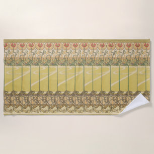 Toalha De Praia Papel de Parede Floral Art Nouveau Alfonse Mucha P