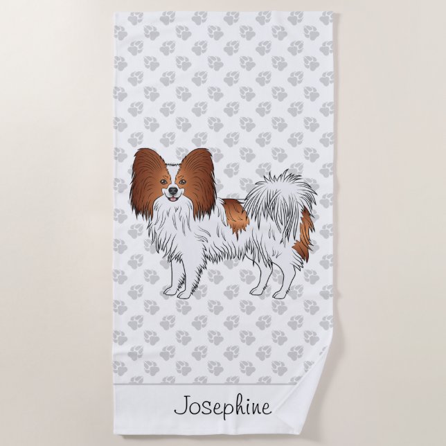 Toalha De Praia Papillon Vermelho e Branco Fofinho com Texto Perso (Frente)