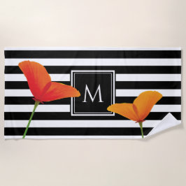 Toalha De Praia Papoila Negra Chic Monograma