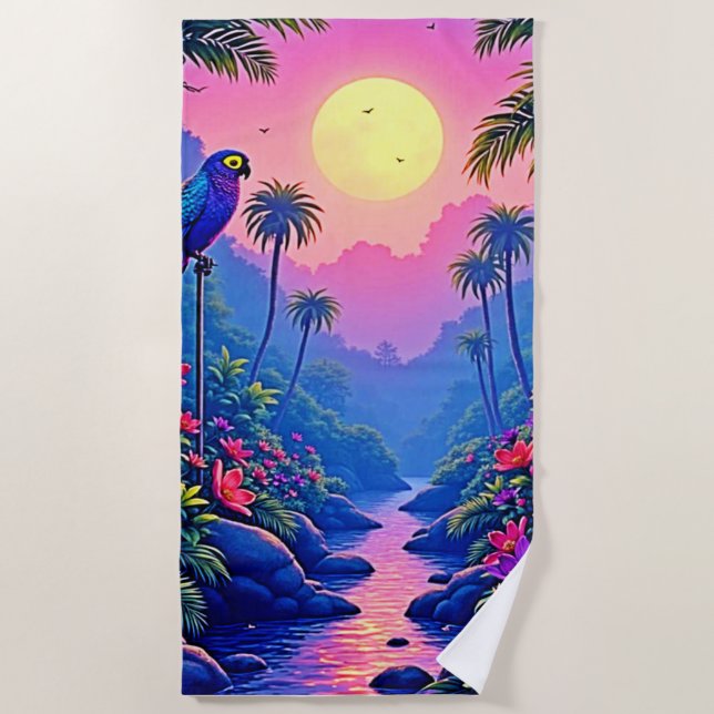 Toalha De Praia Paraíso Azul-Lua-Selva (Frente)