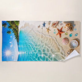 Toalha de Praia Paraíso de Conchas e Estrelas-do-M