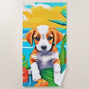 Toalha De Praia Paraíso do Cachorro na Praia Vista